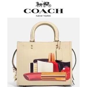 Coach Cream Crossbody Bag with Lipstick Print